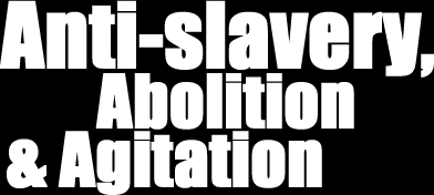 Graphic rendering of the text Anti-slavery, abolition and agitation.