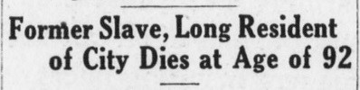 Banner headline Former Slave Dies