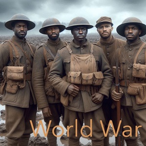 African American soldiers in World War One. Image created with the assistance of AI.