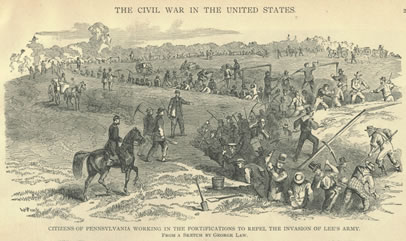Harrisburg citizens dig trenches on June 16, 1863.