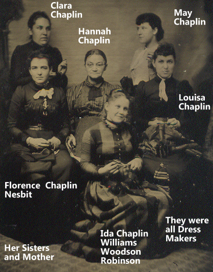Group portrait of Hannah Chaplin and her daughters.