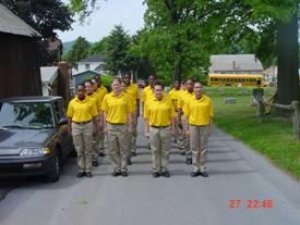 Facing photo of young cadets lined up in parade formation.