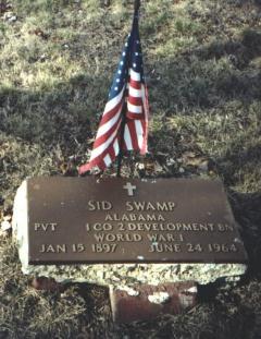 Grave marker of Sid Swamp, 1897-1964.