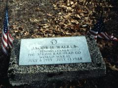 Grave marker of Jacob H. Walker, July 6, 1923 - July 12, 1948.