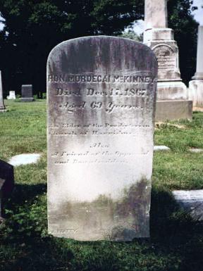 Headstone of Judge Mordecai McKinney, with an epitaph that refers to his devotion to those most in need of legal help.