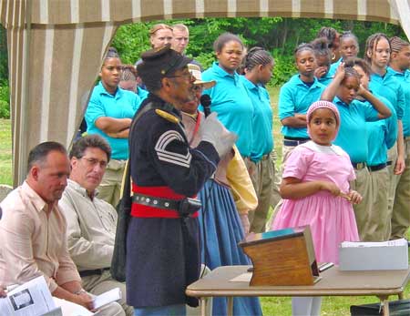 Vision Quest Buffalo Soldiers drill team and Sgt. Lee.