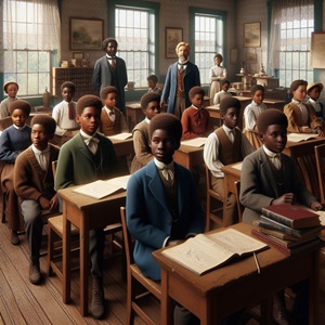 Students African American students in a 19th century schoolroom.