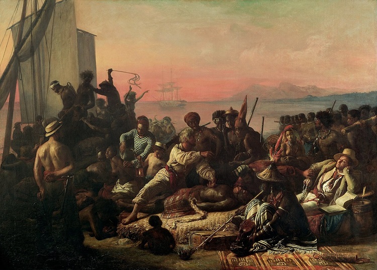 Biard Painting The Slave Trade, by Auguste Francois Biard