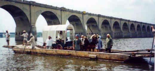 Re-enactment of the Harris-Kelso ferry in operation, July 4, 2000.  (Fred Kelso photo)