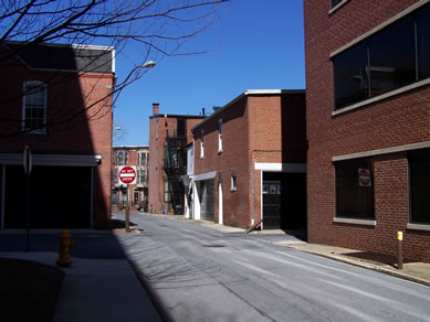 River Alley at Barbara Alley, looking north.