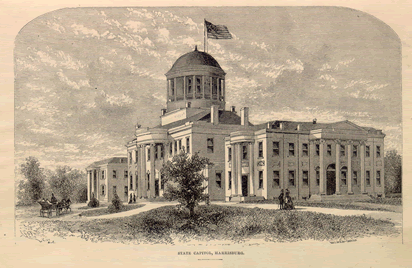 Capitol Hill, Harrisburg, showing original Capitol building.