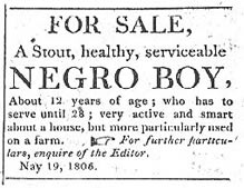 "For Sale, A Stout, healthy, serviceable Negro Boy," 1806.