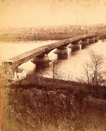 From an early stereoview of the Camel Back Bridge